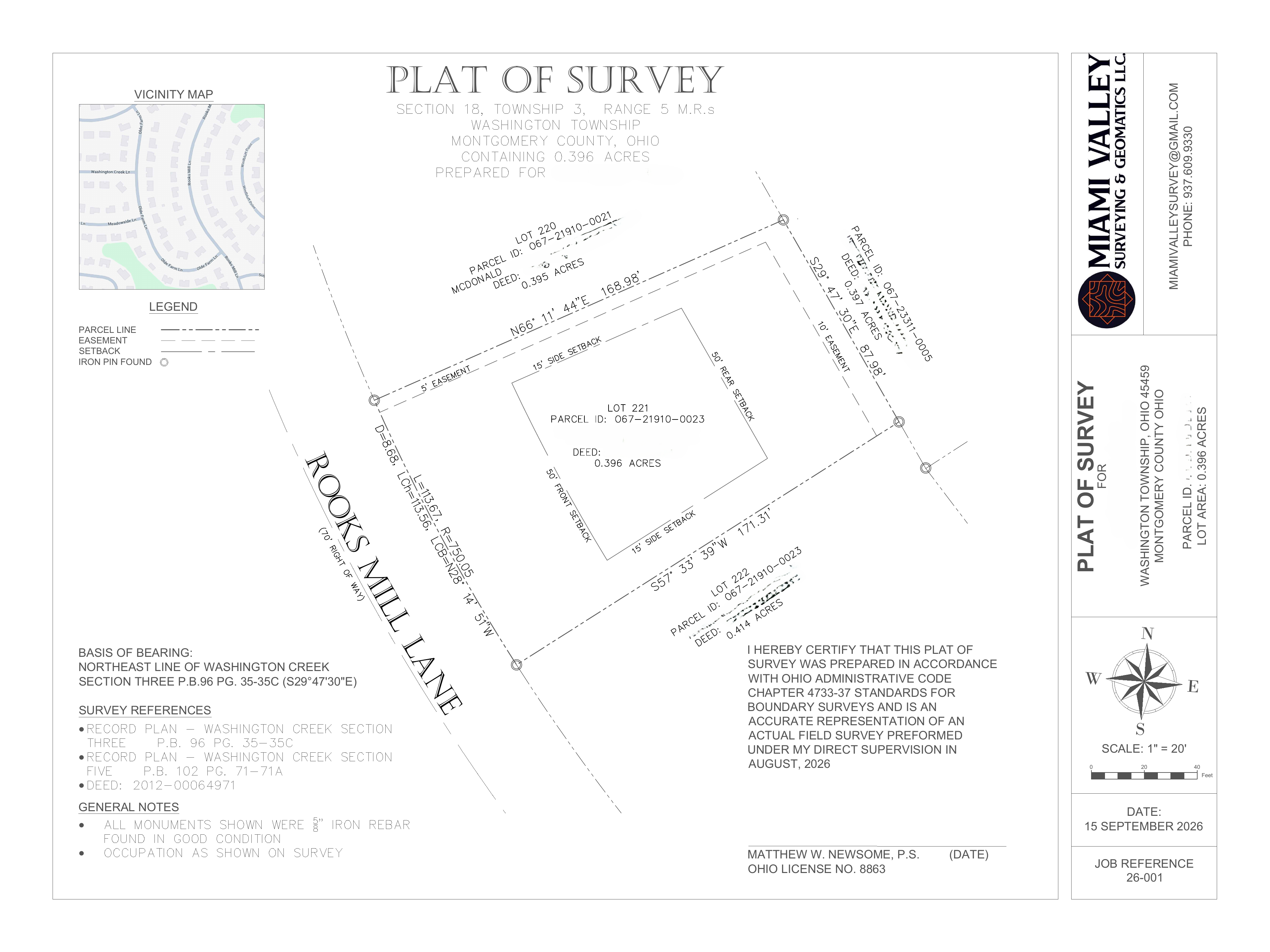 Survey plat drawing
